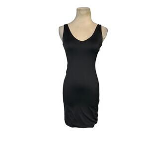 Forever 21 black v neck bodycon mini cocktail dress size Small